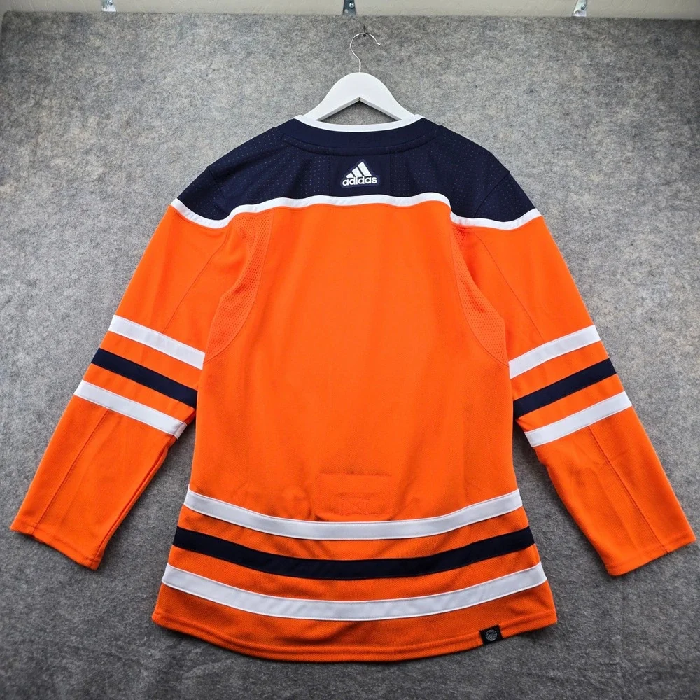 Adidas Edmonton Oilers NHL Jersey Mens 44 Orange Primegreen Hockey Fight Strap